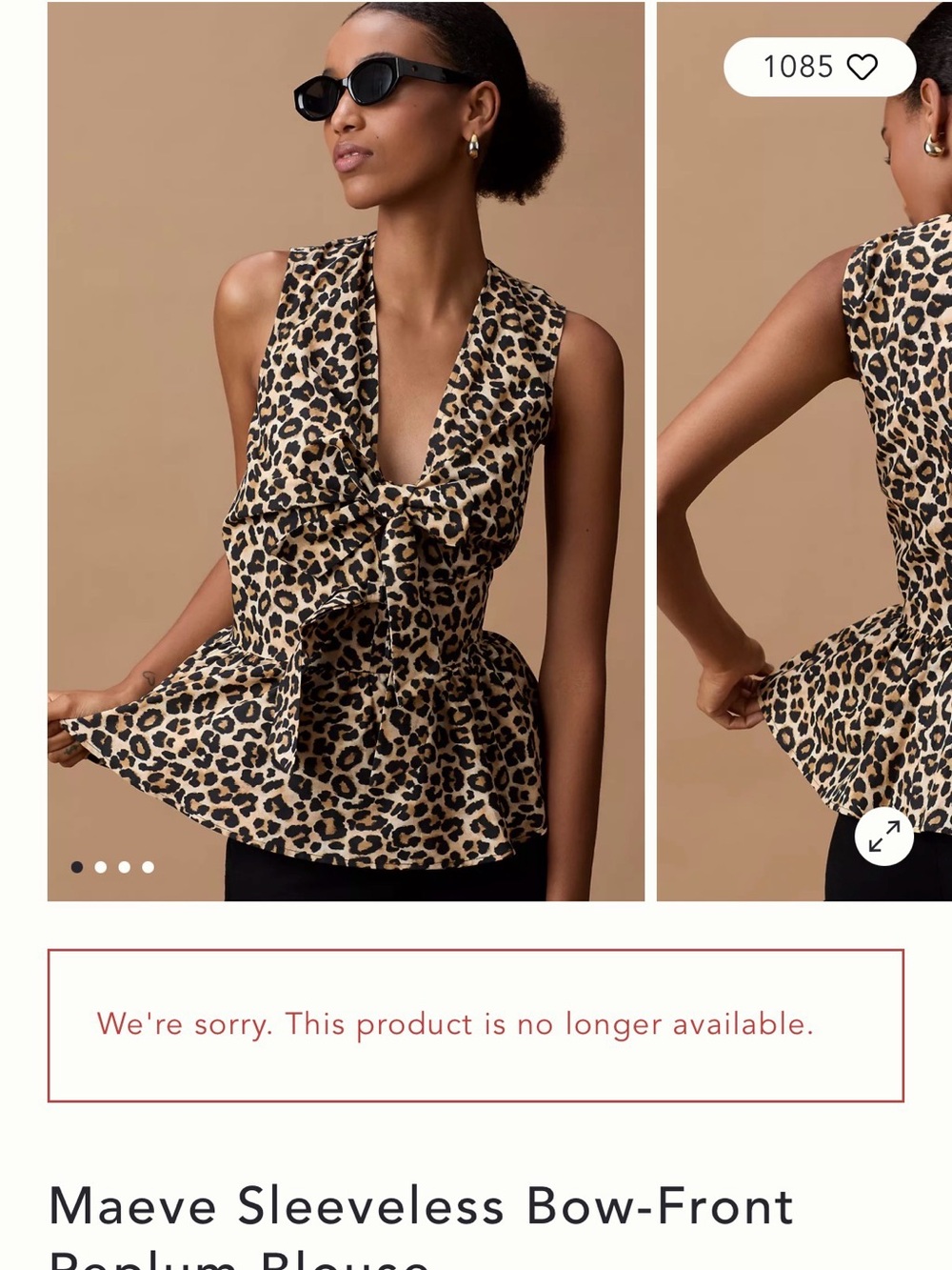 Maeve Leopard-Print Sleeveless Bow Peplum Top - Tan & Black